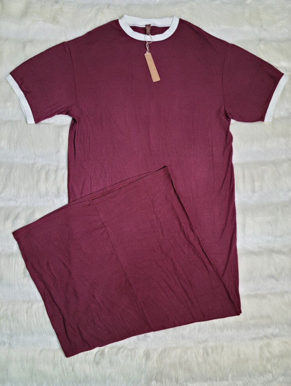 SKIMS Soft Lounge Dress Oversize Loose Red Maroon Women XXS NEW - Picture 3 of 7